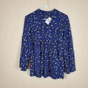 Duffield Lane Dark Blue Leopard Print BlouseSize XS